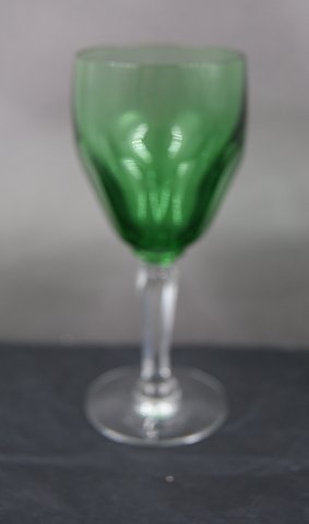 Windsor krystalglas med facetsleben stilk, hvidvinsglas med mørkegrøn kumme 13,5cm