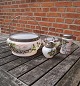 Set of strawberry bowl, sprinkle pot, sugar bowl and creamer in opaline glass