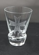 Danish  freemason glass schnapps glass engraved 
with freemason symbols, on an edge-cutted foot