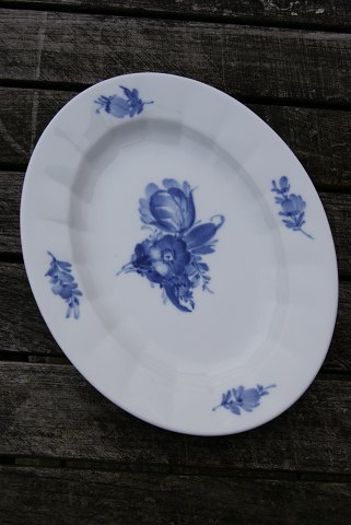 Blå Blomst Kantet porcelæn, små ovale serveringsfade 25cm 