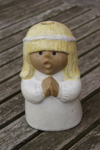 Lisa Larson Swedish glazed ceramics, Lucia bride with yellow wreath for candles or Advent figurine