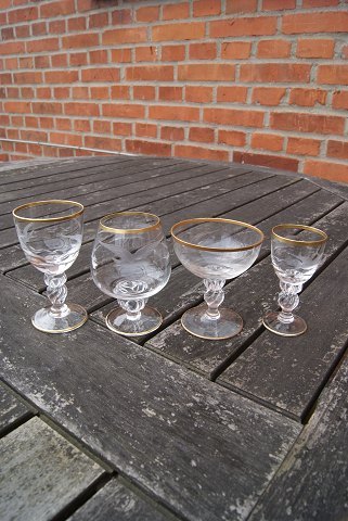 Seagull glassware with gold rim. Selection of glasses