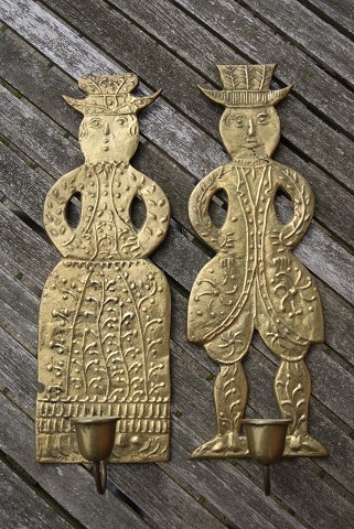 Pair of well-maintained brass wall candles