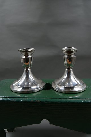 Par lysestager 10cm på oval fod i sterling sølv