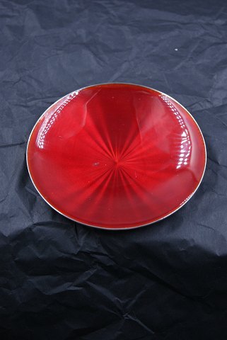 Norwegian silver, small silver bowl 9cm in 925 sterling silver with red enamel