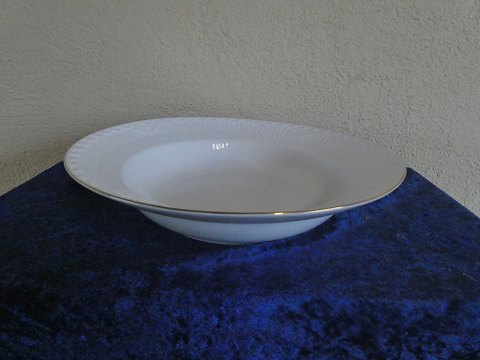 Tradition eller Hvid Halvblonde med guldkant porcelæn, suppetallerkener 23cm