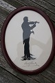 Silhouette Tusche Zeichnung von Violinist Carl Flesch im ovalen Mahagonirahmen