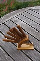 Set of 6 fruit knives with wooden handles and holder