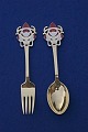 Michelsen Set Christmas spoon and fork 1952 of 
Danish gilt sterling silver