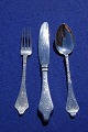 Antique Rokoko Danish solid silver flatware, settings luncheon cutlery of 3 pieces