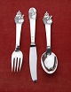 The Princess and the Pea children's cutlery of 
Danish solid silver. Set spoon, knife & fork