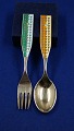 Michelsen Christmas spoon and fork 1960 of Danish gilt sterling silver