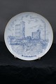 B&G Denmark plate Stubbekoebing on Falster with 
gold edge and motif from the harbour