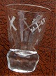 Danish  freemason glass schnapps glass engraved 
with freemason symbols, on an edge-cutted foot