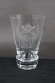 Danish freemason glasses, beer glasses for St. Johs. Lodge Cimbria in Aalborg, engraved with freemason symbols, on an edge-cutted foot