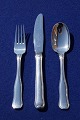 Georg Jensen Dobbeltriflet or Old Danish solid silver flatware, settings dinner cutlery of 3 pieces