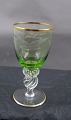 Mågeglas med guldkant, hvidvinsglas med grøn kumme 12,5cm