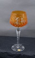 Roemer glass, Bohemian crystal glass. Selection of wine glasses 20cms with orange bowl. OFFER on all 5.