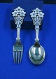 Michelsen set Christmas spoon and fork 1929 of Danish gilt sterling silver