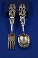 Michelsen set Christmas spoon and fork 1941 of Danish gilt sterling silver