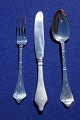 Antique Rokoko Danish solid silver flatware, 
settings dinner cutlery of 3 pieces