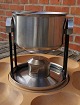 Fondue set of stainless steel on a swivel wooden tray from Digsmed and with 2 x 6 forks
