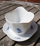 Blue Flower Plain Danish porcelain. Sauce boats on fixed stand