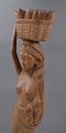 Large and beautiful teak wood figurine 50cm of young woman with many details