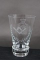 Danish freemason glasses, beer glasses for St. Johs. Lodge Cimbria in Aalborg, engraved with freemason symbols, on an edge-cutted foot