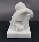 Stone Art white figurine from Marbell, Belgium. girl with little sister