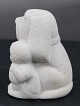 Stone Art slightly sandy colored figurine from Marbell, Belgium. 2 Friends or Dog look after baby.